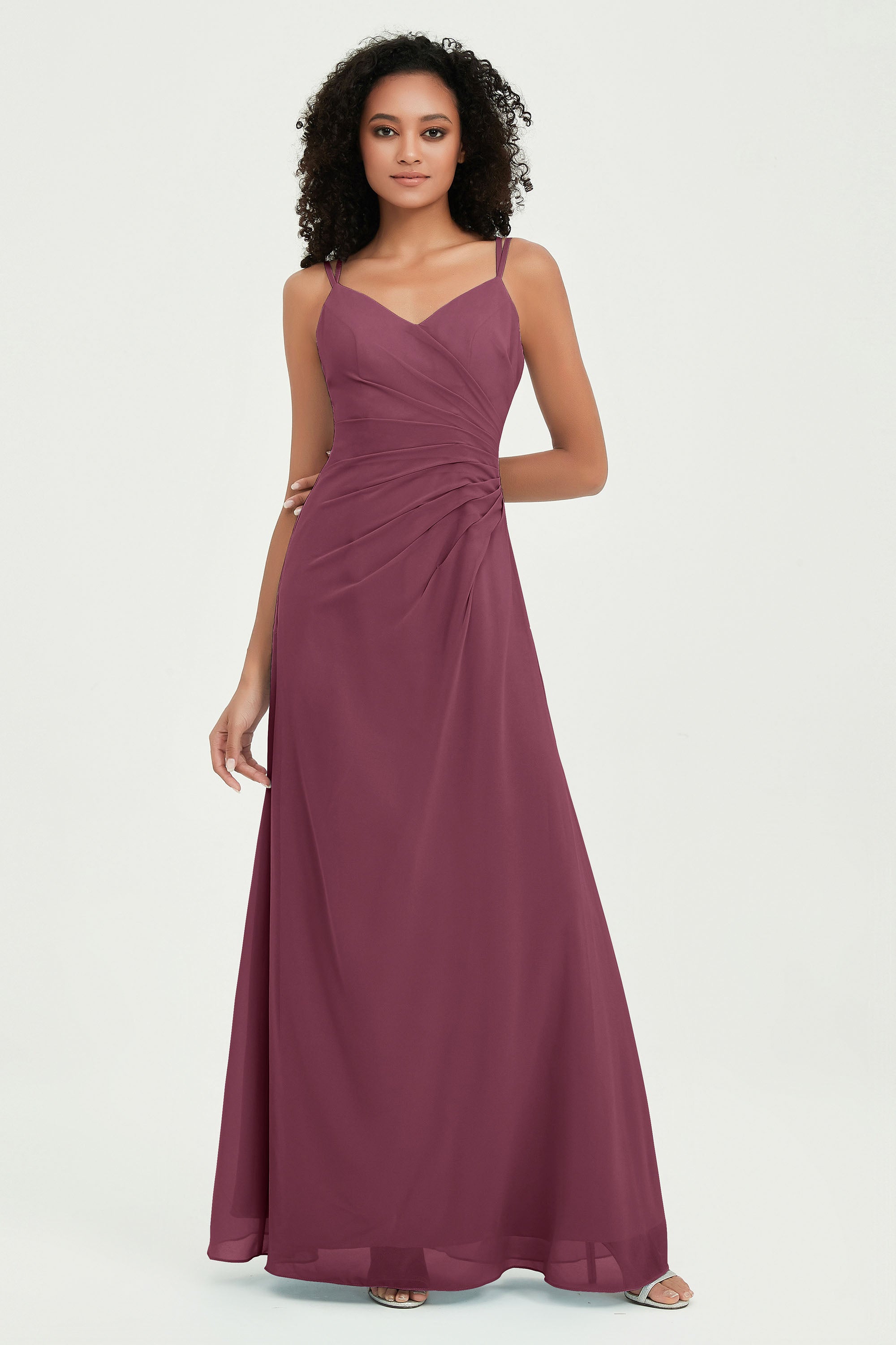 Maxi Chiffon Women's Formal Evening Dresses V Neck Bridesmaid Gowns Dress