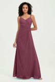 Maxi Chiffon Women's Formal Evening Dresses V Neck Bridesmaid Gowns Dress