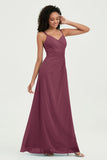 Maxi Chiffon Women's Formal Evening Dresses V Neck Bridesmaid Gowns Dress