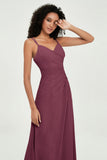 Maxi Chiffon Women's Formal Evening Dresses V Neck Bridesmaid Gowns Dress