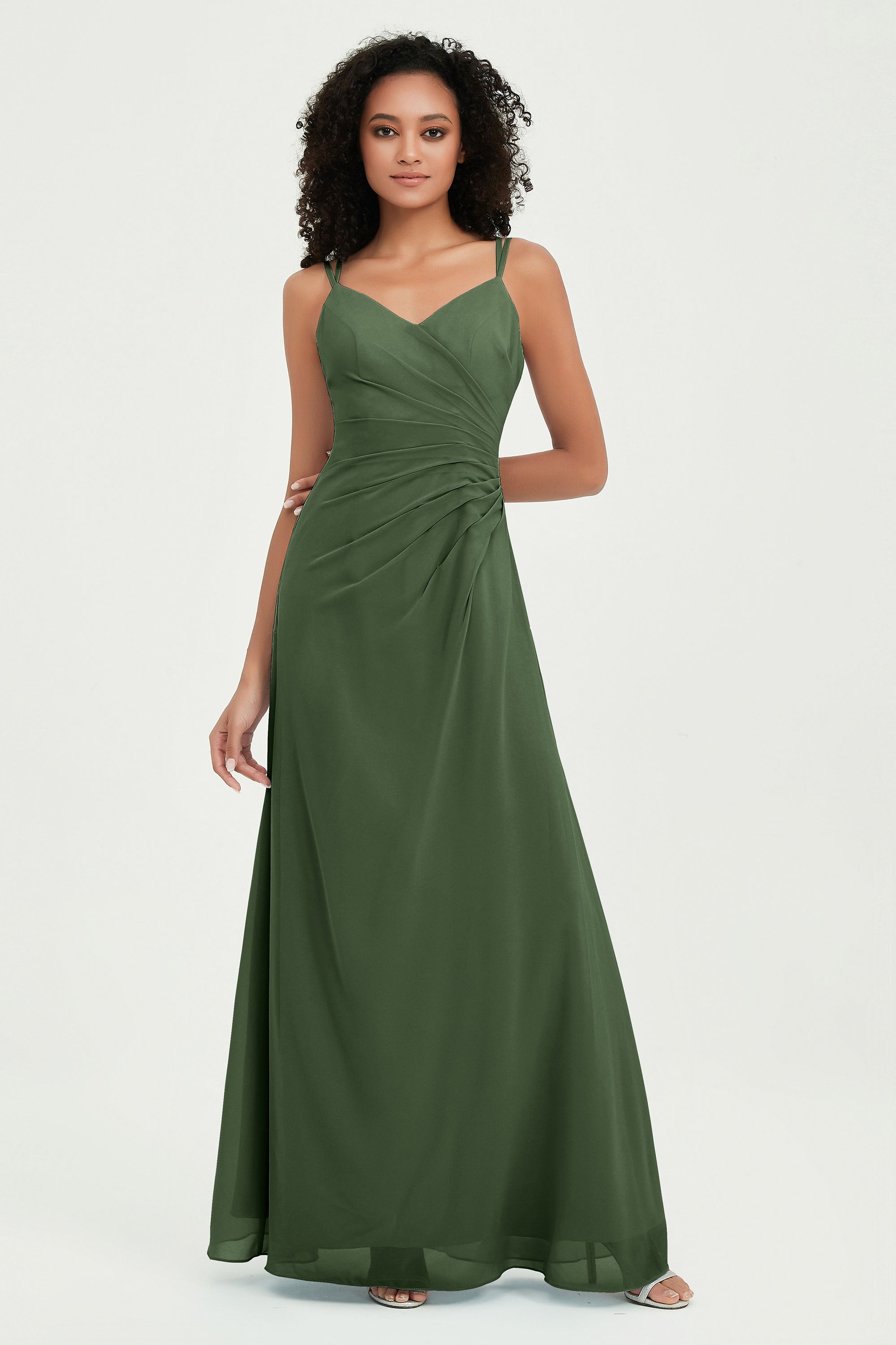 Maxi Chiffon Women's Formal Evening Dresses V Neck Bridesmaid Gowns Dress