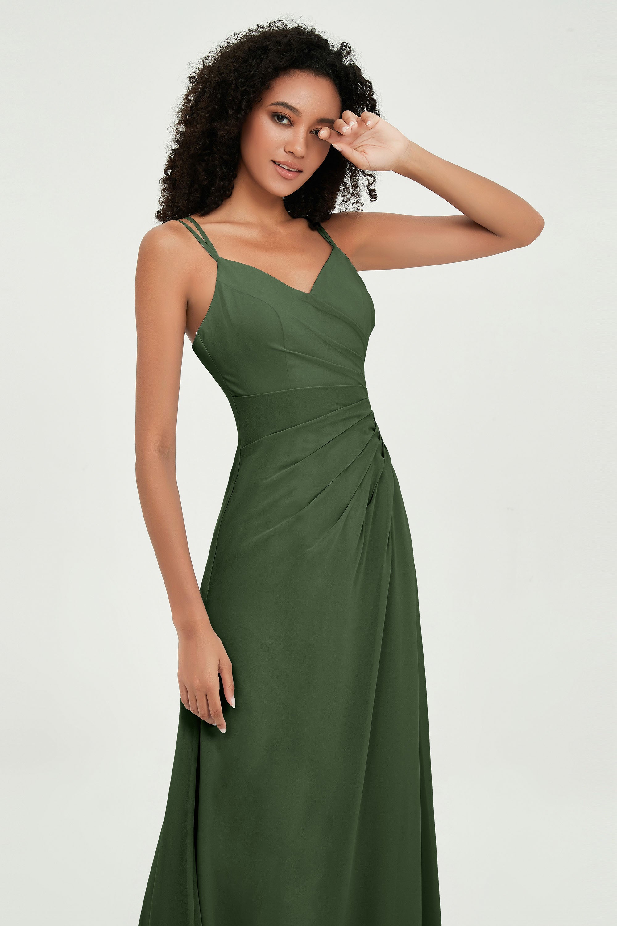 Maxi Chiffon Women's Formal Evening Dresses V Neck Bridesmaid Gowns Dress