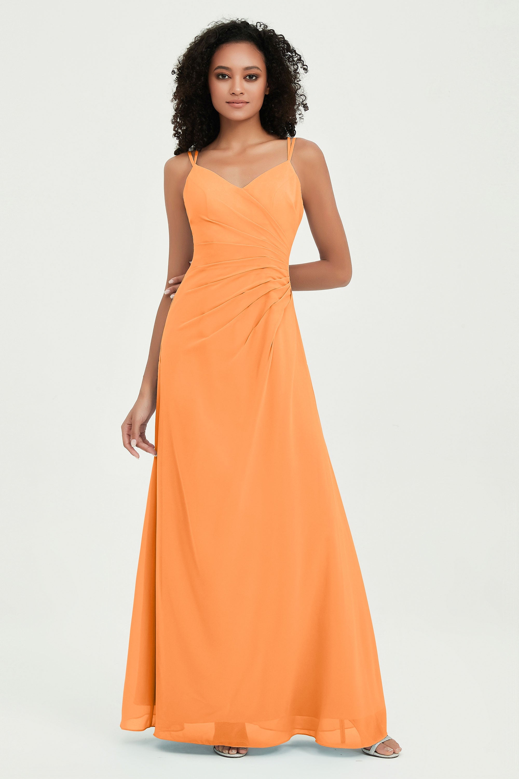 Maxi Chiffon Women's Formal Evening Dresses V Neck Bridesmaid Gowns Dress