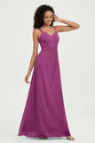 Maxi Chiffon Women's Formal Evening Dresses V Neck Bridesmaid Gowns Dress