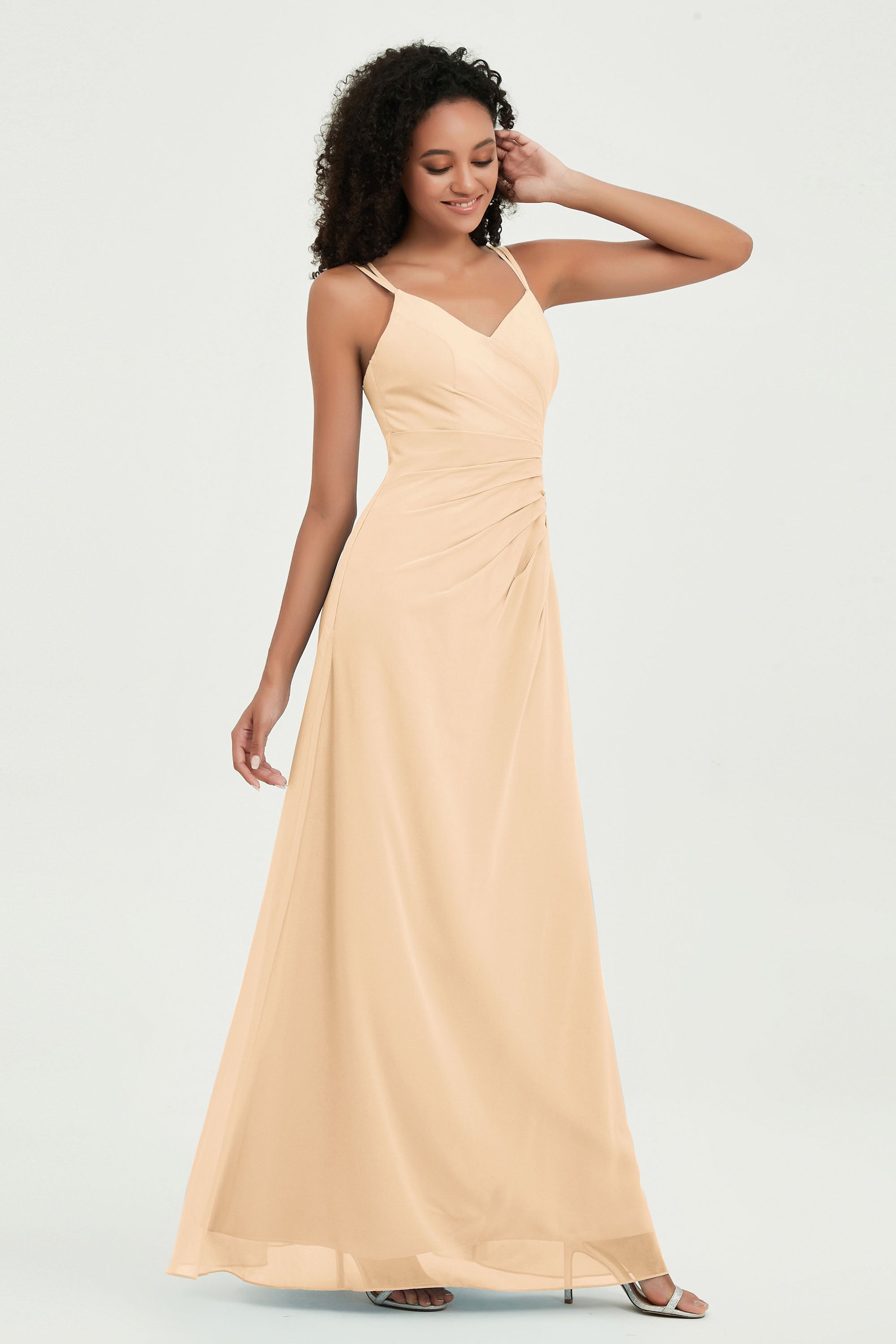 Maxi Chiffon Women's Formal Evening Dresses V Neck Bridesmaid Gowns Dress