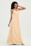 Maxi Chiffon Women's Formal Evening Dresses V Neck Bridesmaid Gowns Dress