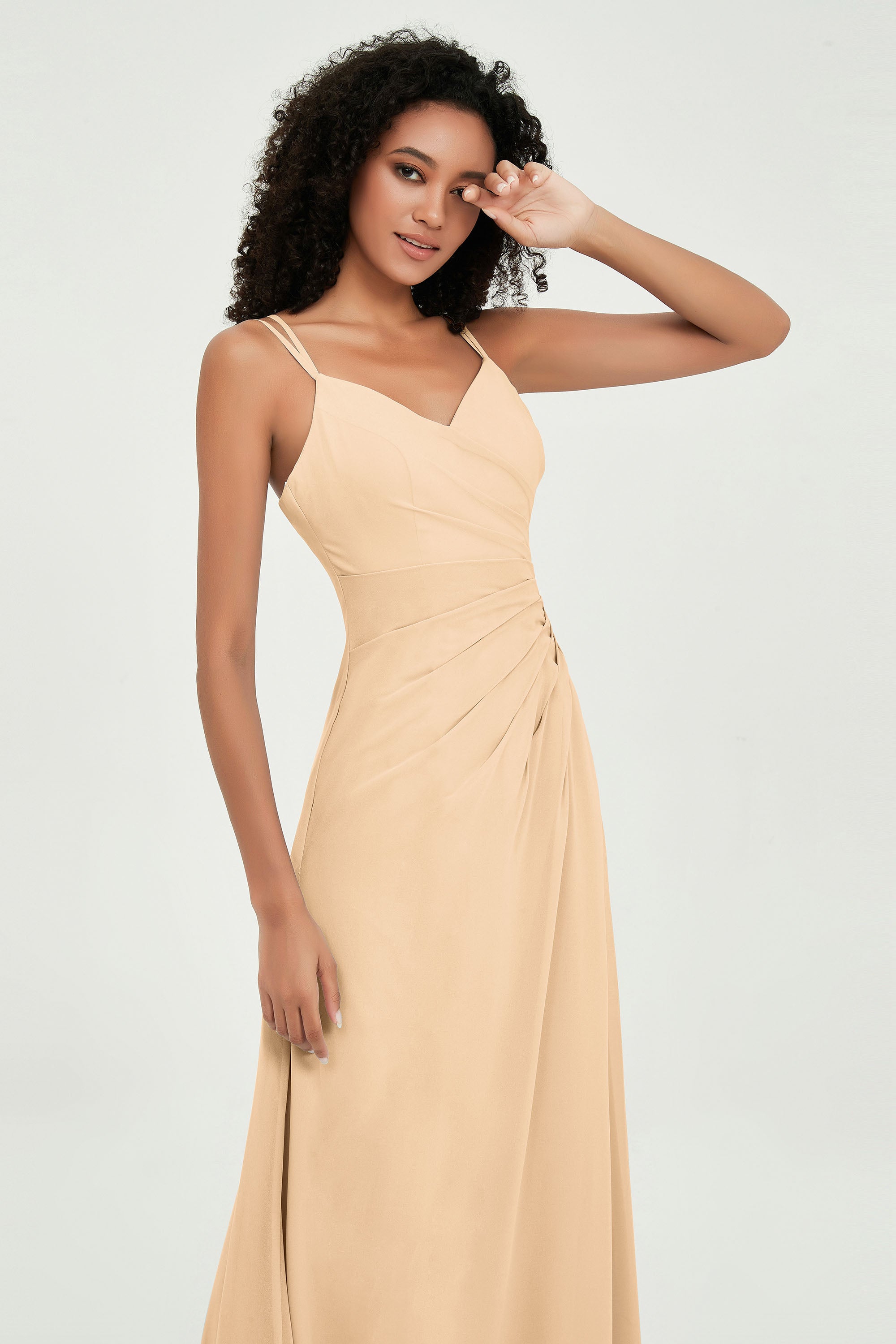 Maxi Chiffon Women's Formal Evening Dresses V Neck Bridesmaid Gowns Dress