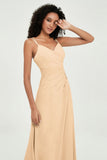 Maxi Chiffon Women's Formal Evening Dresses V Neck Bridesmaid Gowns Dress