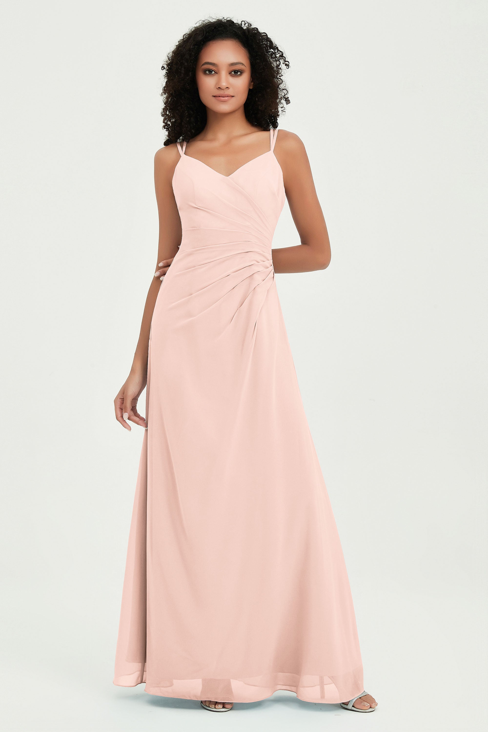 Maxi Chiffon Women's Formal Evening Dresses V Neck Bridesmaid Gowns Dress