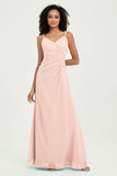 Maxi Chiffon Women's Formal Evening Dresses V Neck Bridesmaid Gowns Dress