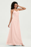 Maxi Chiffon Women's Formal Evening Dresses V Neck Bridesmaid Gowns Dress