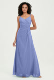 Maxi Chiffon Women's Formal Evening Dresses V Neck Bridesmaid Gowns Dress