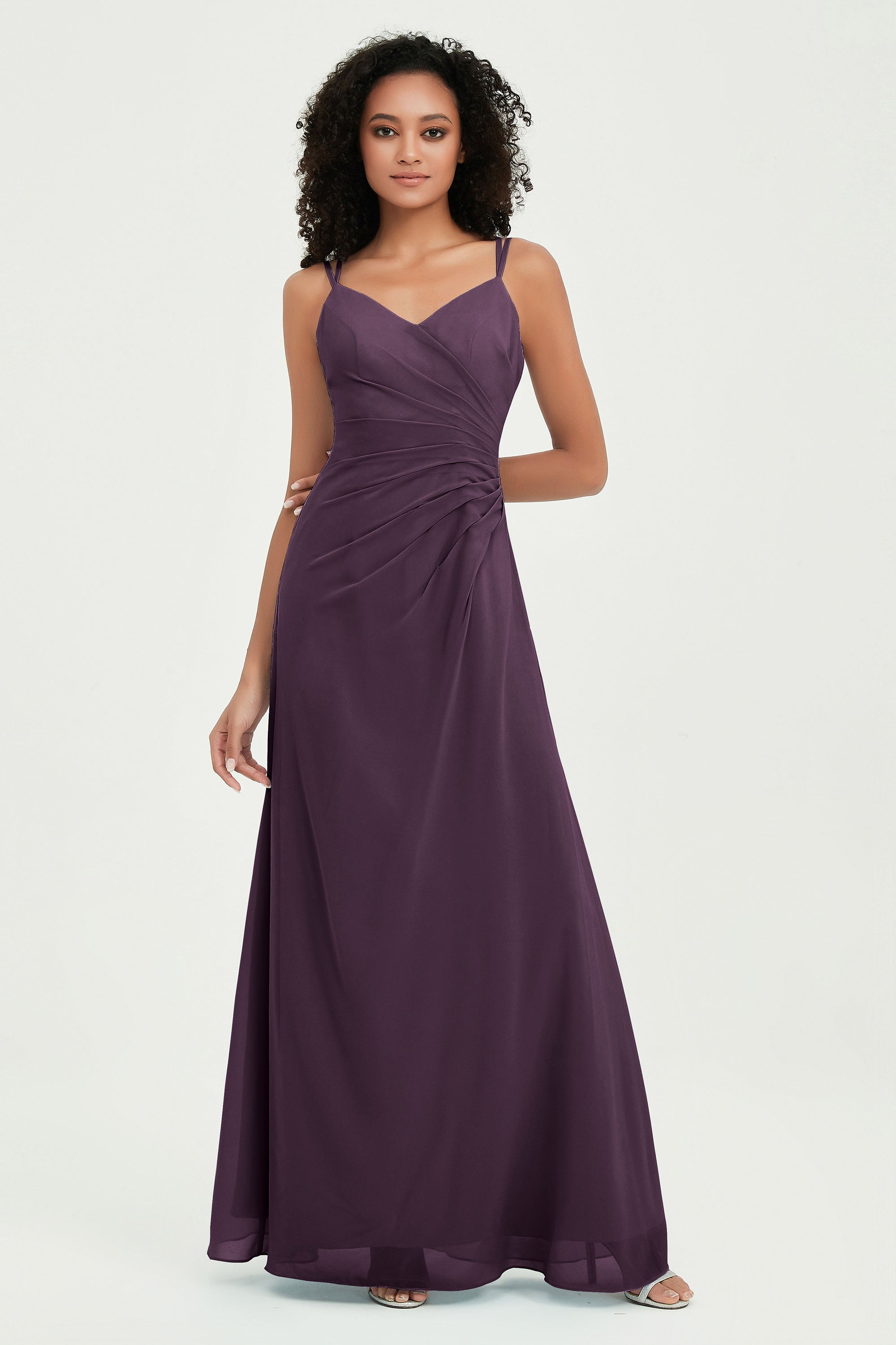 Maxi Chiffon Women's Formal Evening Dresses V Neck Bridesmaid Gowns Dress