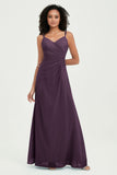 Maxi Chiffon Women's Formal Evening Dresses V Neck Bridesmaid Gowns Dress
