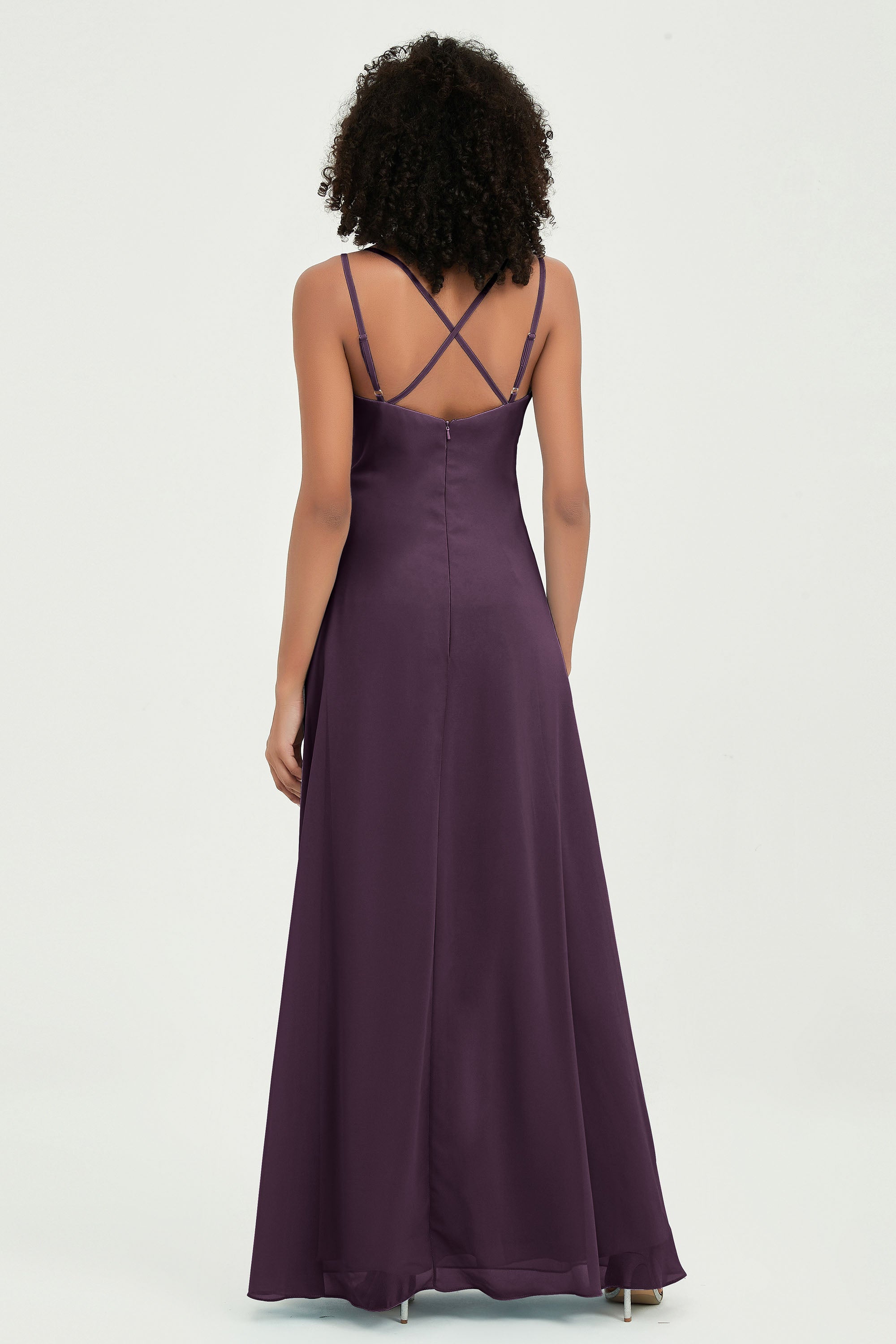 Maxi Chiffon Women's Formal Evening Dresses V Neck Bridesmaid Gowns Dress