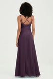 Maxi Chiffon Women's Formal Evening Dresses V Neck Bridesmaid Gowns Dress