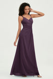 Maxi Chiffon Women's Formal Evening Dresses V Neck Bridesmaid Gowns Dress