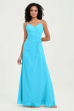 Maxi Chiffon Women's Formal Evening Dresses V Neck Bridesmaid Gowns Dress