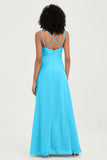 Maxi Chiffon Women's Formal Evening Dresses V Neck Bridesmaid Gowns Dress