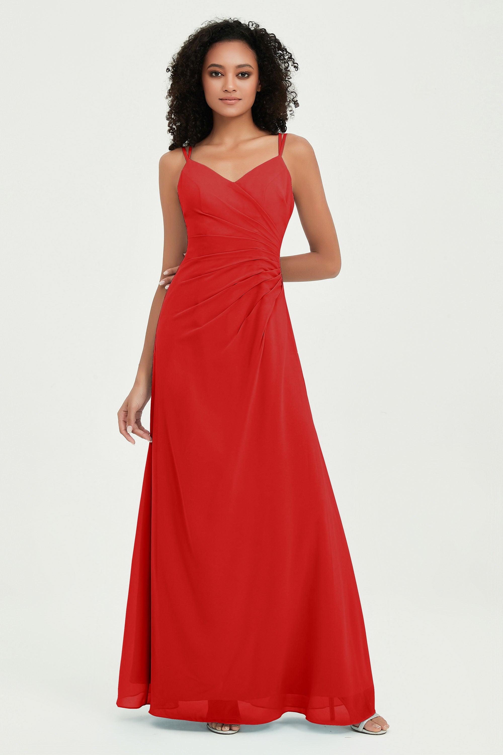 Maxi Chiffon Women's Formal Evening Dresses V Neck Bridesmaid Gowns Dress