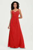 Maxi Chiffon Women's Formal Evening Dresses V Neck Bridesmaid Gowns Dress