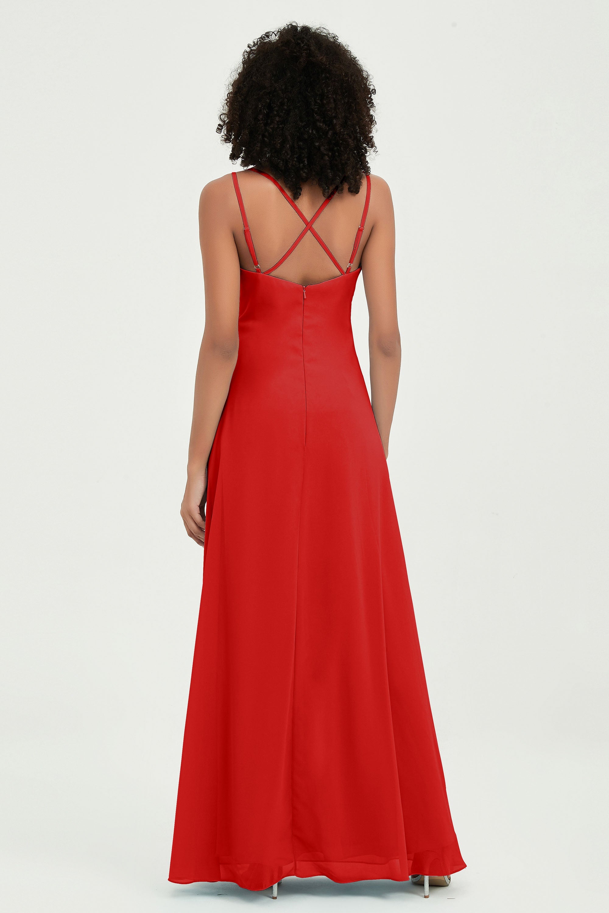 Maxi Chiffon Women's Formal Evening Dresses V Neck Bridesmaid Gowns Dress