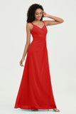 Maxi Chiffon Women's Formal Evening Dresses V Neck Bridesmaid Gowns Dress