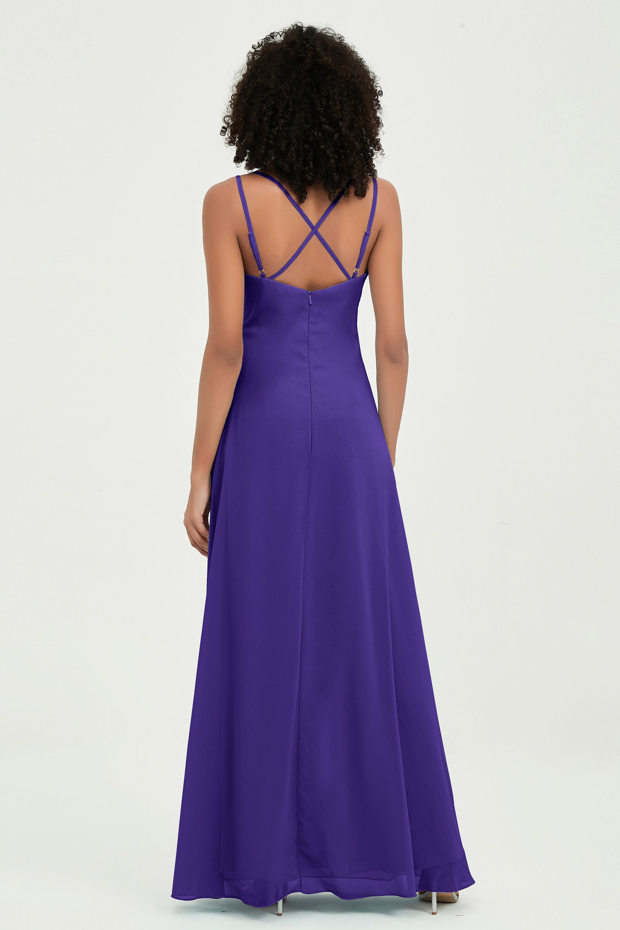 Maxi Chiffon Women's Formal Evening Dresses V Neck Bridesmaid Gowns Dress