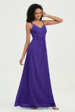Maxi Chiffon Women's Formal Evening Dresses V Neck Bridesmaid Gowns Dress