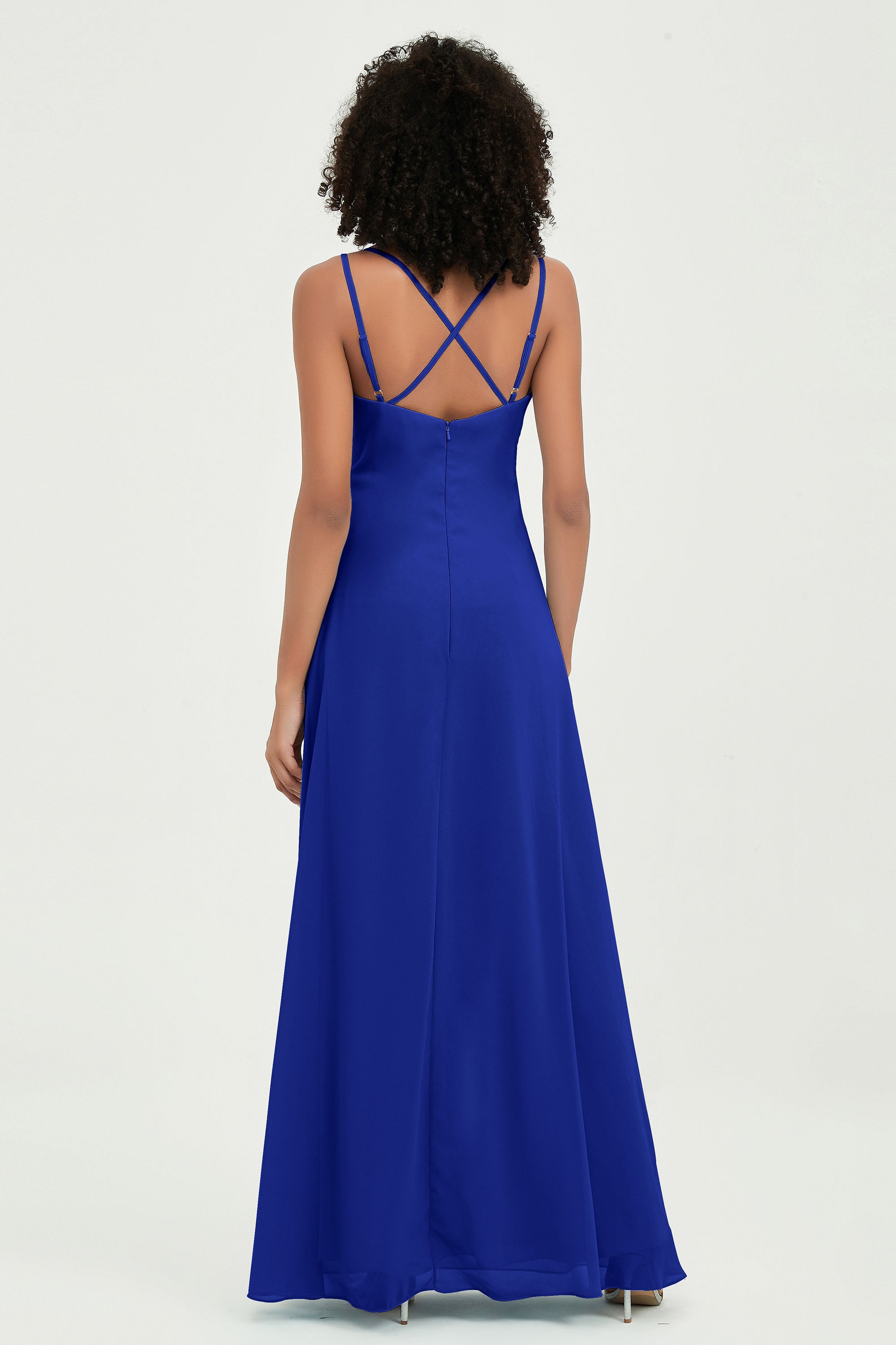 Maxi Chiffon Women's Formal Evening Dresses V Neck Bridesmaid Gowns Dress