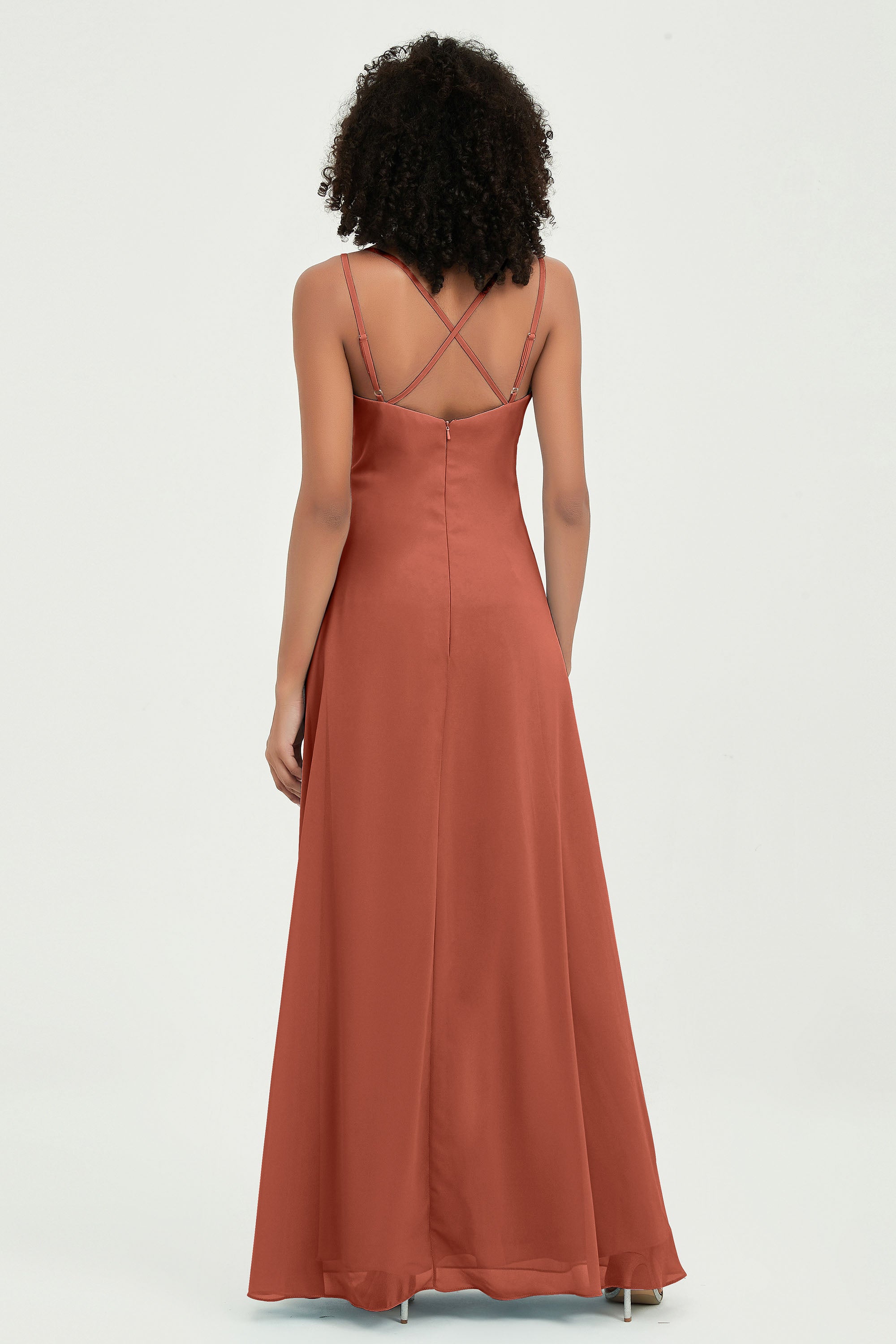 Maxi Chiffon Women's Formal Evening Dresses V Neck Bridesmaid Gowns Dress