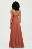 Maxi Chiffon Women's Formal Evening Dresses V Neck Bridesmaid Gowns Dress
