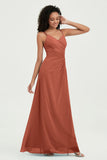 Maxi Chiffon Women's Formal Evening Dresses V Neck Bridesmaid Gowns Dress