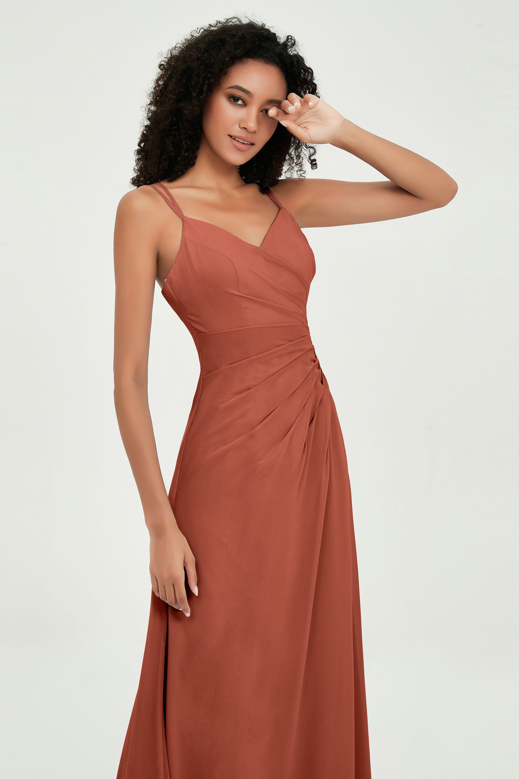 Maxi Chiffon Women's Formal Evening Dresses V Neck Bridesmaid Gowns Dress