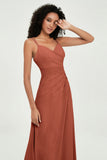 Maxi Chiffon Women's Formal Evening Dresses V Neck Bridesmaid Gowns Dress