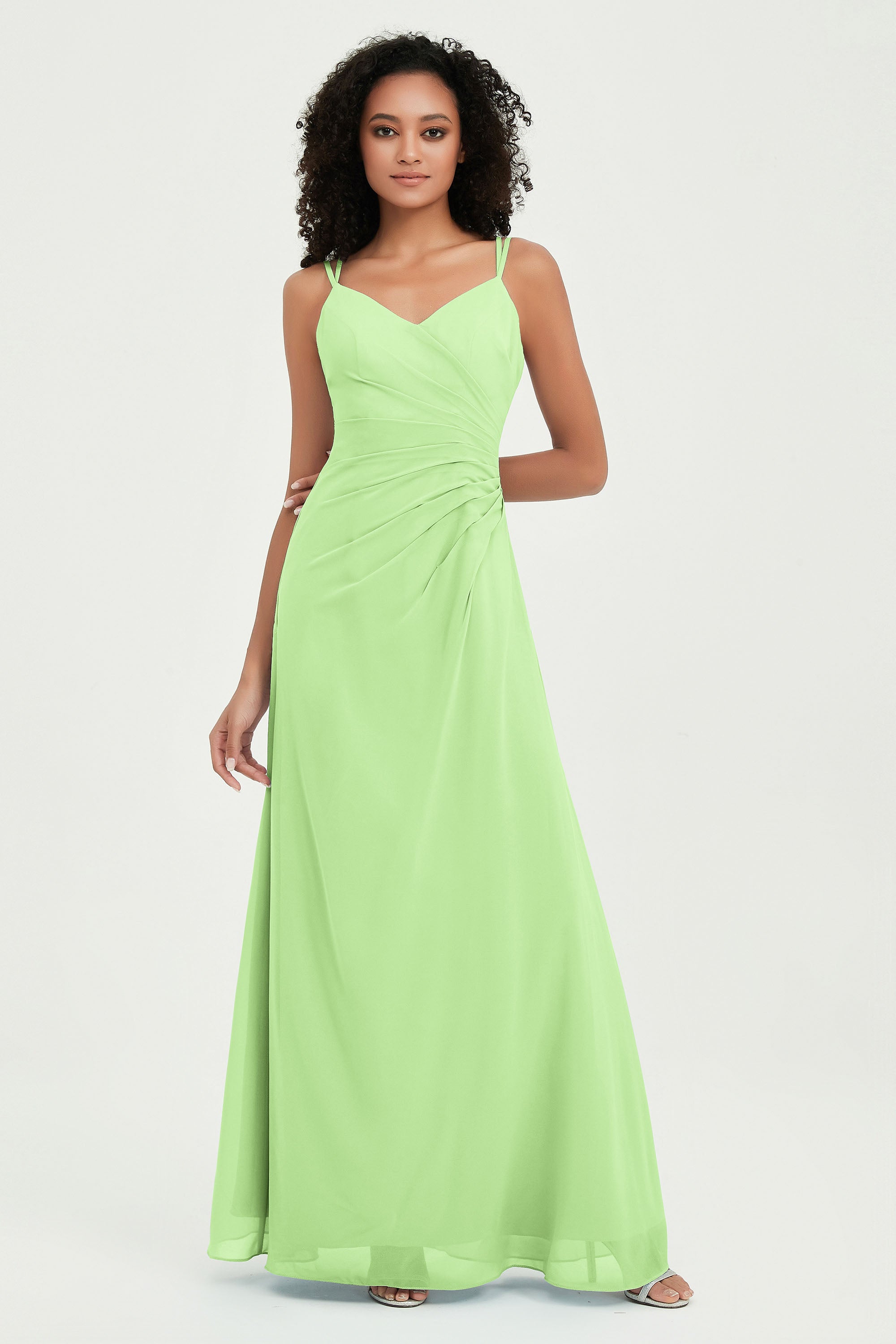 Maxi Chiffon Women's Formal Evening Dresses V Neck Bridesmaid Gowns Dress