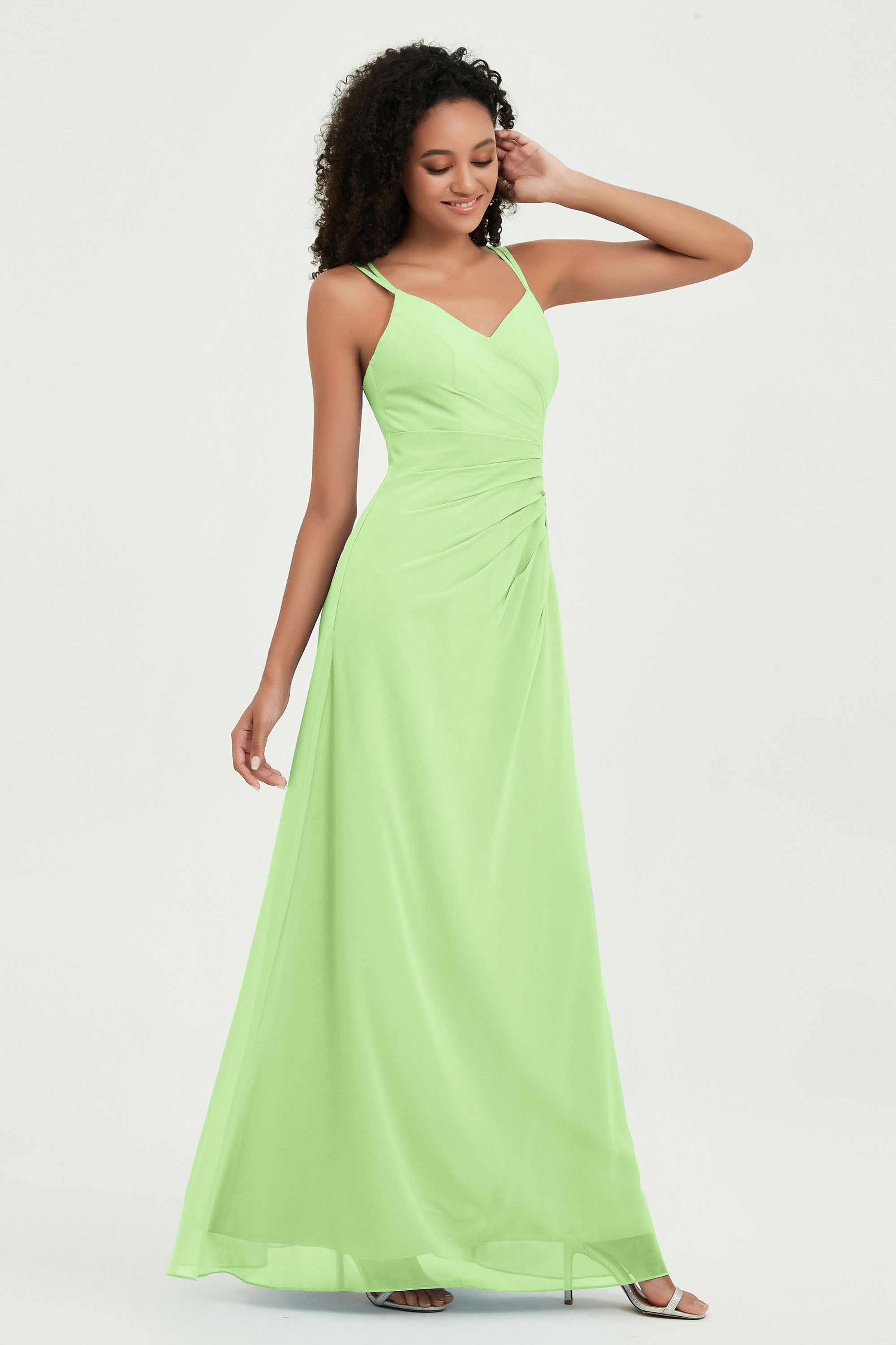 Maxi Chiffon Women's Formal Evening Dresses V Neck Bridesmaid Gowns Dress