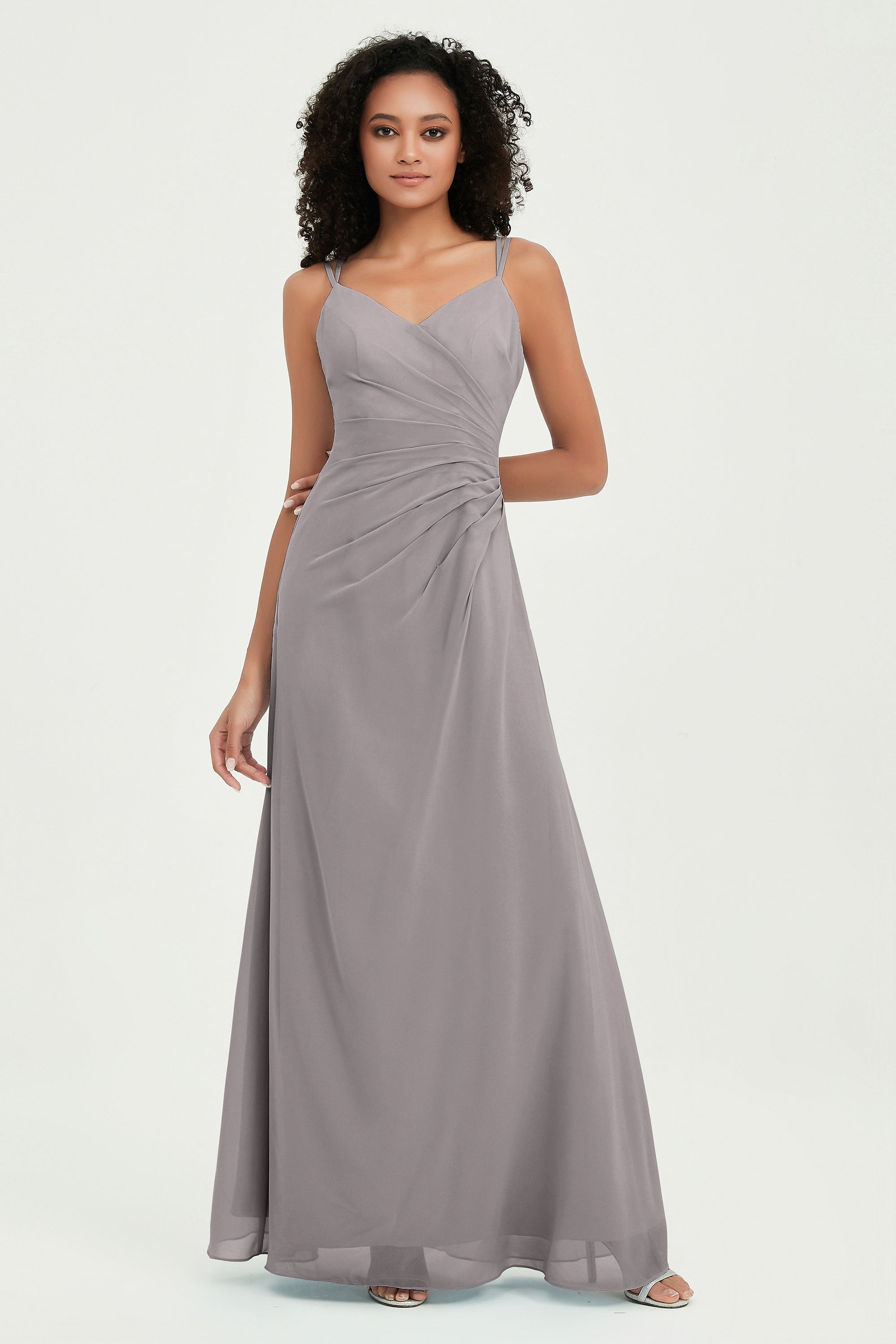 Maxi Chiffon Women's Formal Evening Dresses V Neck Bridesmaid Gowns Dress