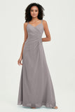 Maxi Chiffon Women's Formal Evening Dresses V Neck Bridesmaid Gowns Dress