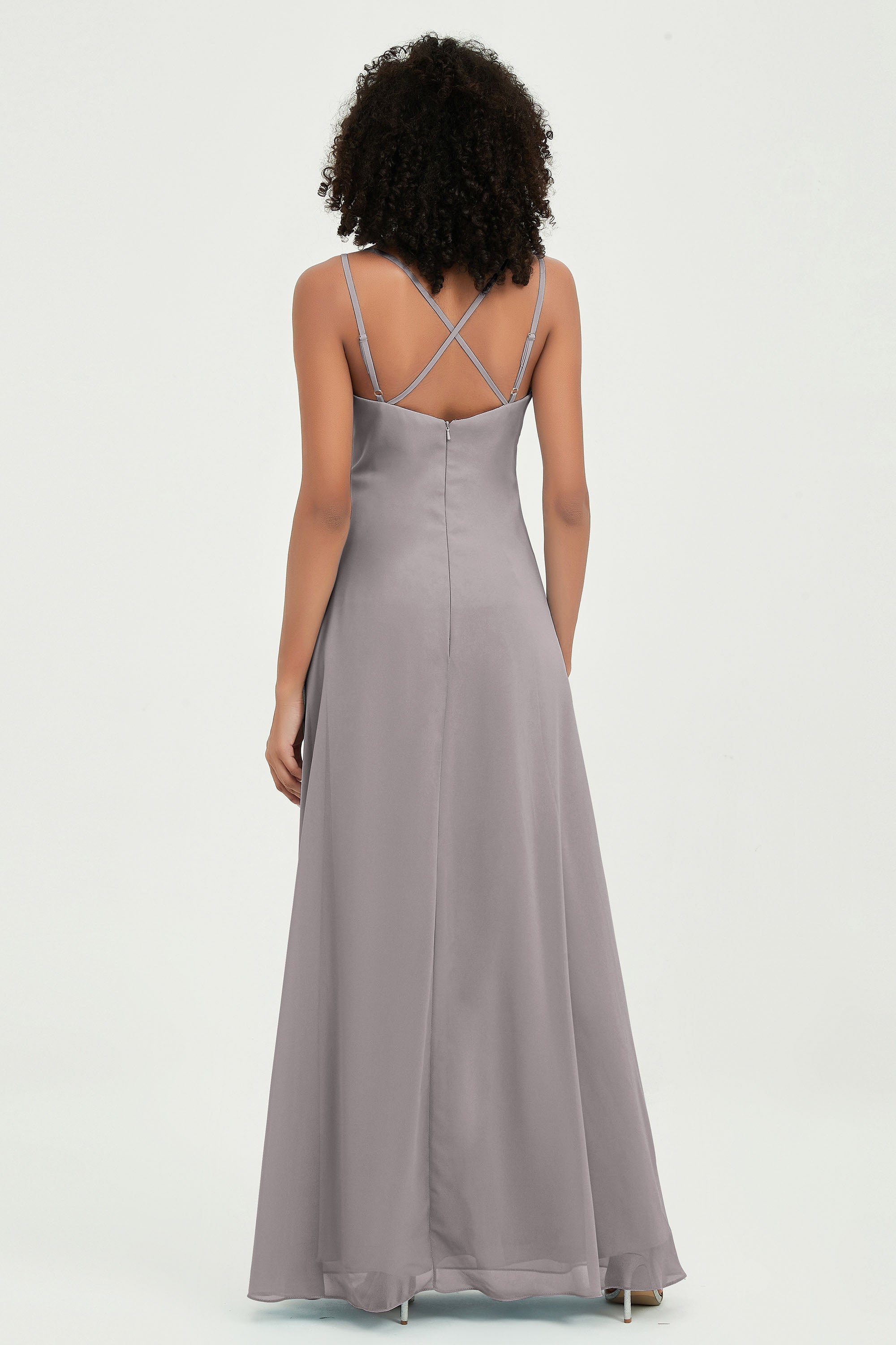 Maxi Chiffon Women's Formal Evening Dresses V Neck Bridesmaid Gowns Dress