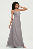 Maxi Chiffon Women's Formal Evening Dresses V Neck Bridesmaid Gowns Dress