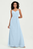 Maxi Chiffon Women's Formal Evening Dresses V Neck Bridesmaid Gowns Dress
