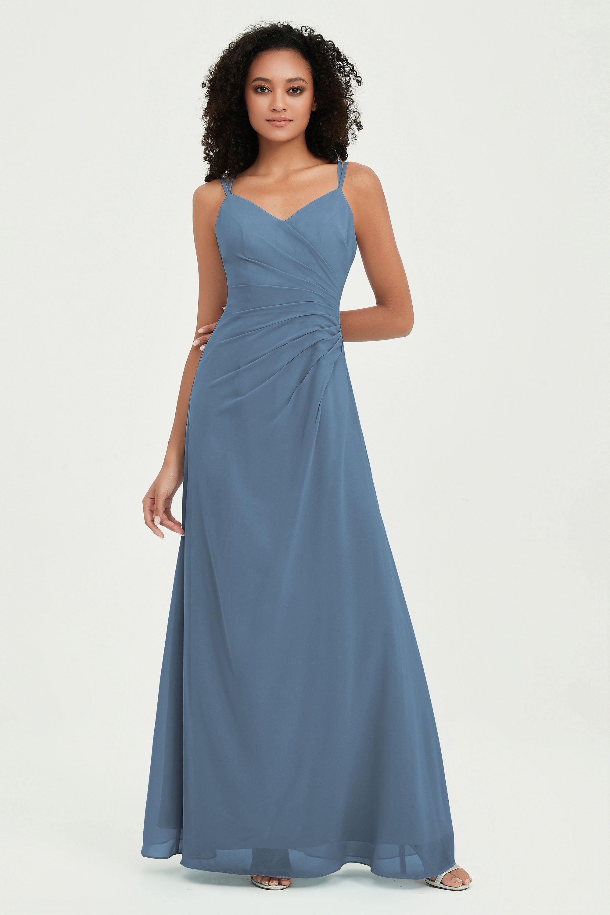 Maxi Chiffon Women's Formal Evening Dresses V Neck Bridesmaid Gowns Dress