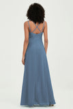 Maxi Chiffon Women's Formal Evening Dresses V Neck Bridesmaid Gowns Dress