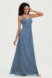 Maxi Chiffon Women's Formal Evening Dresses V Neck Bridesmaid Gowns Dress