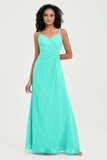 Maxi Chiffon Women's Formal Evening Dresses V Neck Bridesmaid Gowns Dress