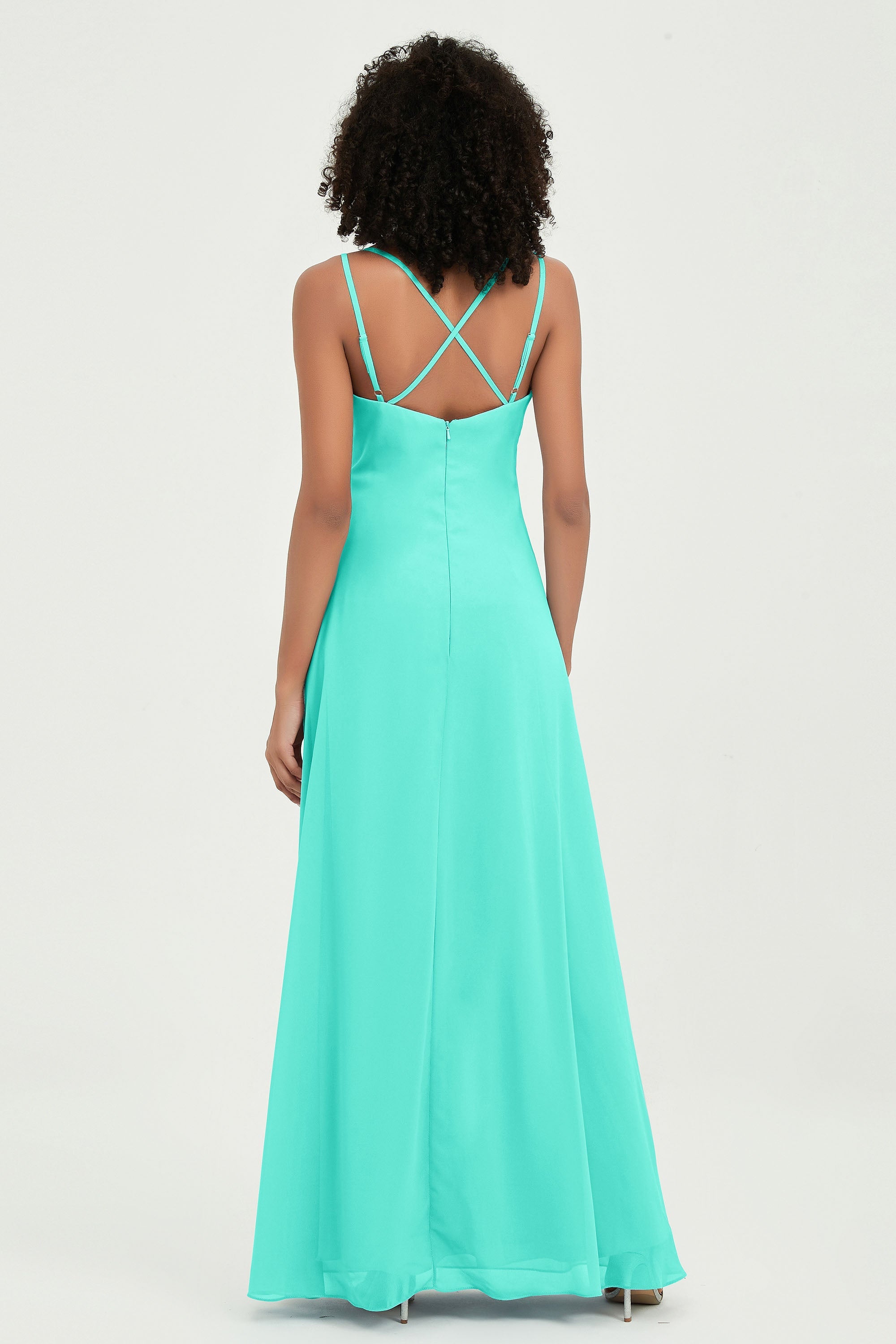Maxi Chiffon Women's Formal Evening Dresses V Neck Bridesmaid Gowns Dress