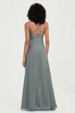 Maxi Chiffon Women's Formal Evening Dresses V Neck Bridesmaid Gowns Dress