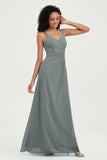 Maxi Chiffon Women's Formal Evening Dresses V Neck Bridesmaid Gowns Dress