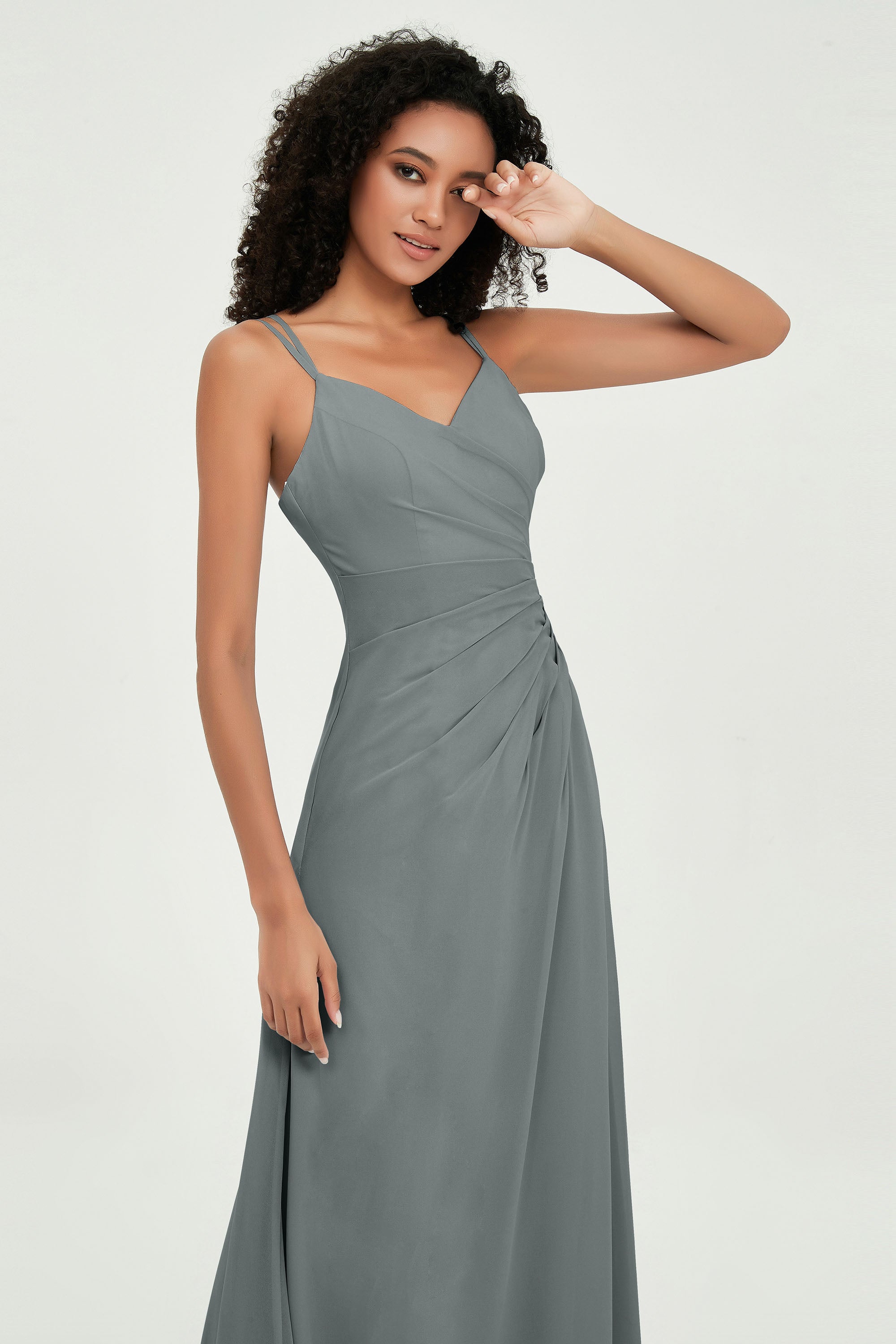 Maxi Chiffon Women's Formal Evening Dresses V Neck Bridesmaid Gowns Dress